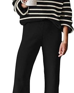 ETCYY NEW Womens 2 Piece Outfits Sweater Lounge Set Casual V Neck Knit Pajama Set Long Sleeve Top Wide Leg Pants Loungewear