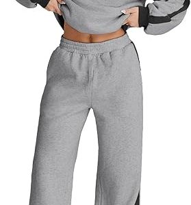 Herseas Women 2 Piece Outfits Color Block Sweatsuit Casual Fleece Lounge Matching Sets